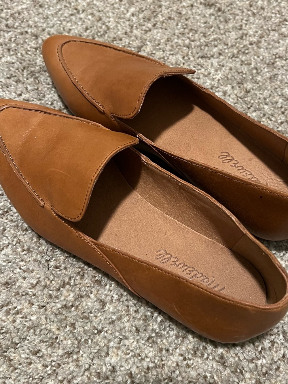 Madewell Cognac Brown Leather Pointed Slip-On Loafers Size 7 - Picture 9 of 11